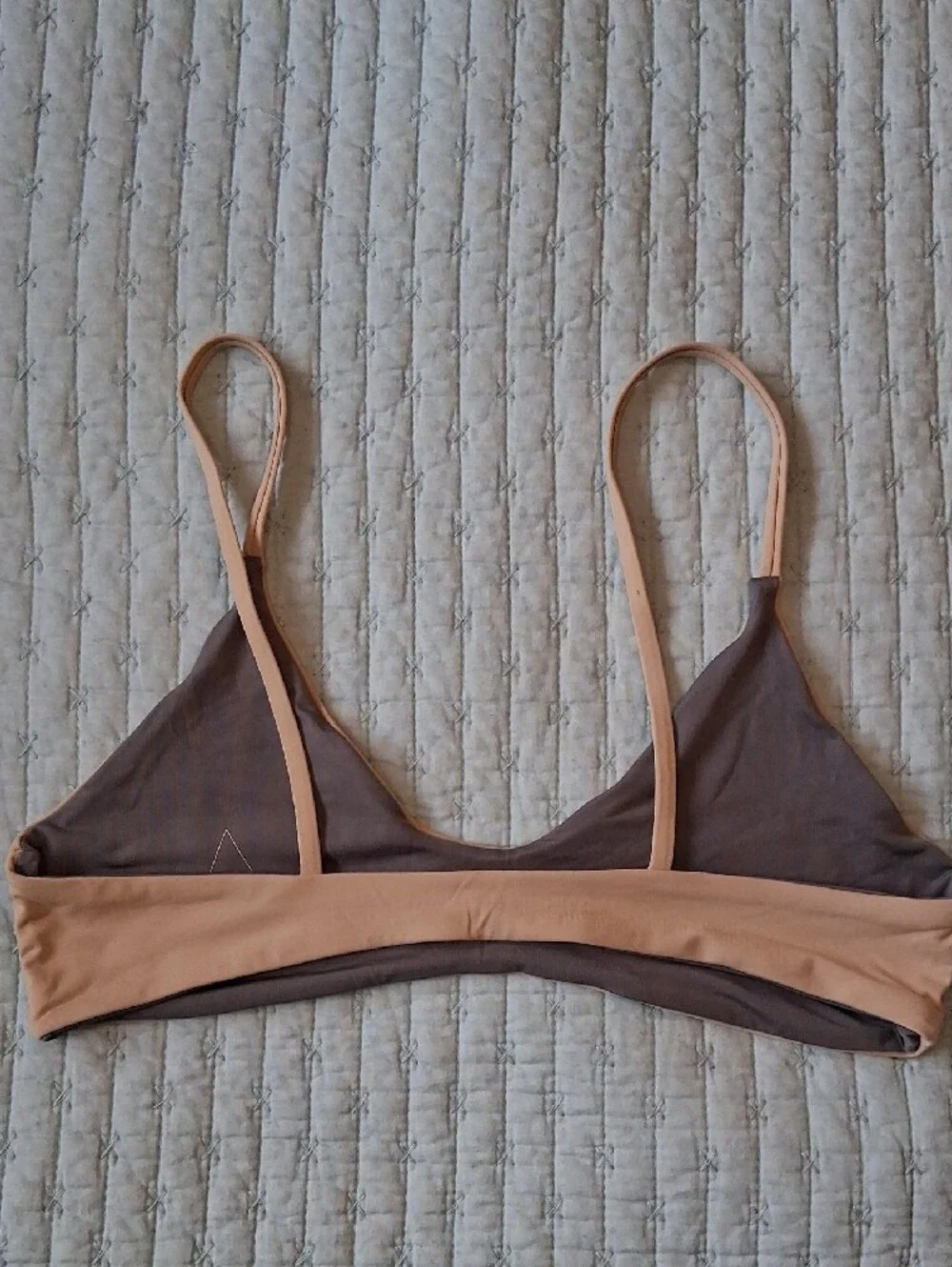 Boys + Arrows Nude and Gray Teagan Bralette Bikini Top